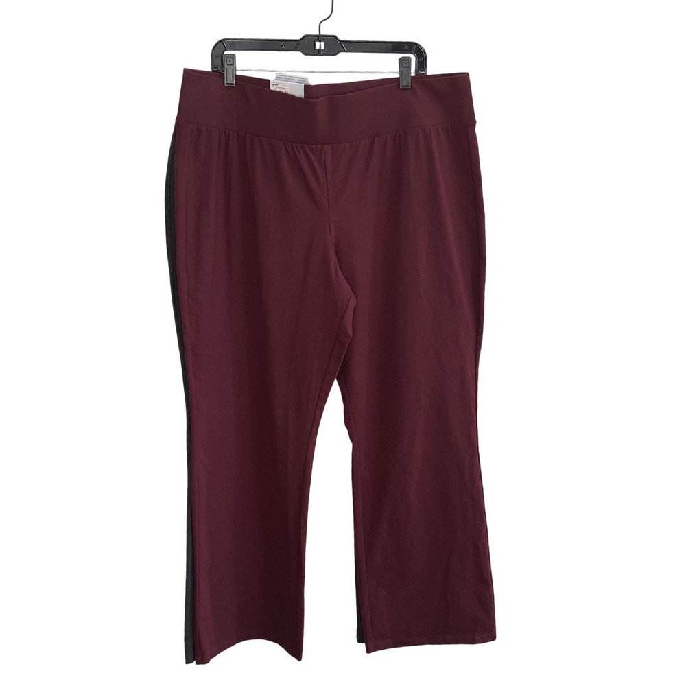 Croft & Barrow Bootcut Pants Women XXL Gray Burgundy Easy Knit Stretch 2-Pack